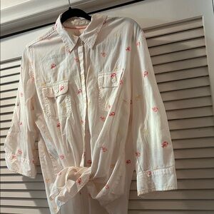 Croft and Barrow lobster-decorated shirt. Has rollup tabs on sleeves